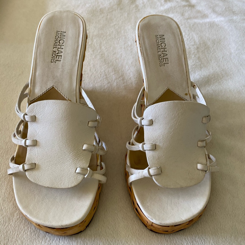 White Michael Kors platform sandals